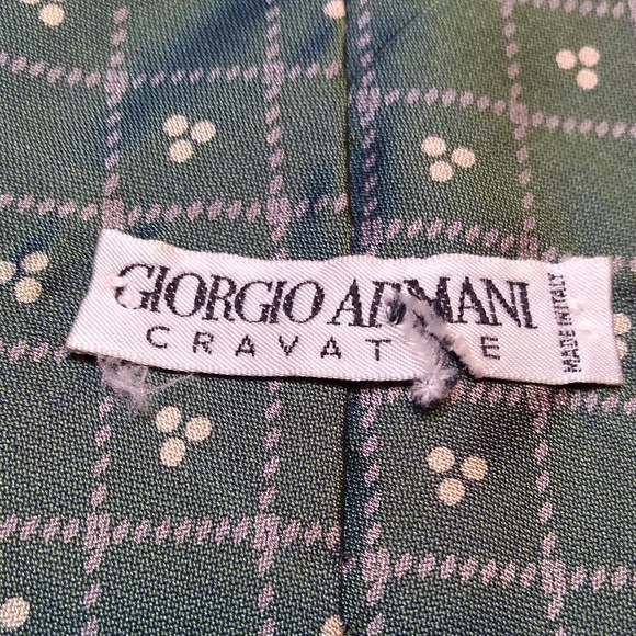 Giorgio Armani Tie, 60% Polyester, 40% Silk, Green & White Pattern Made … - Picture 5 of 10